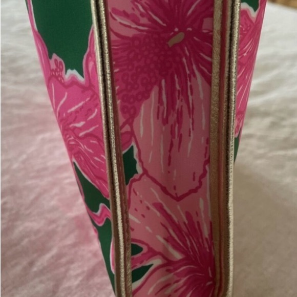 Oversized Lily Pulitzer Lilly Hot Pink Green Hibis Kiss Envelope Pouch Clutch - Picture 5 of 6